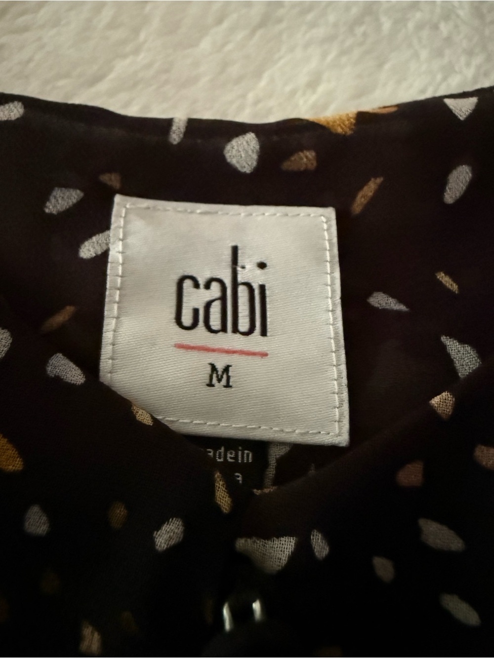 CAbi Cluster Cami Black With Floral Print Tiered Sheer Blouse M - Picture 7 of 9